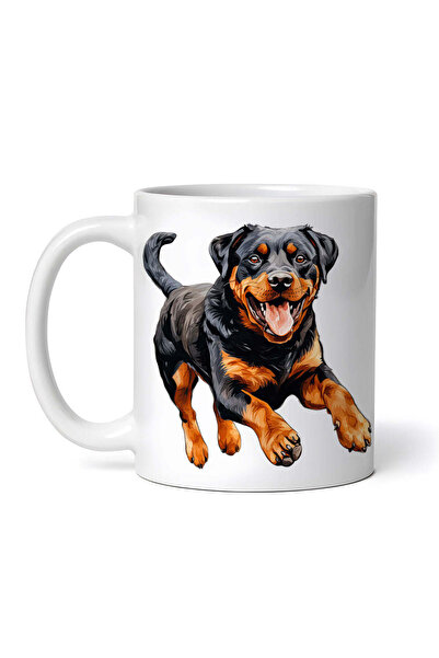 OEM Εξατομικευμένη λευκή κούπα, Ροτβάιλερ τρέχει, INOVATIX®. 330ml