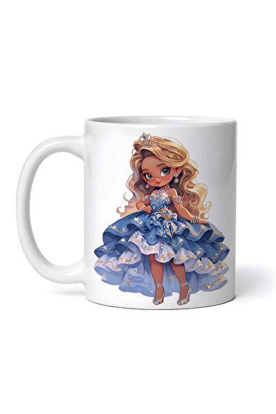 OEM Εξατομικευμένη λευκή κούπα, Ξανθιά Πριγκίπισσα με λευκά παπούτσια, INOVAT...