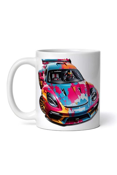 OEM Cană albă personalizată, Porsche Taycan, INOVATIX®. 330 ml