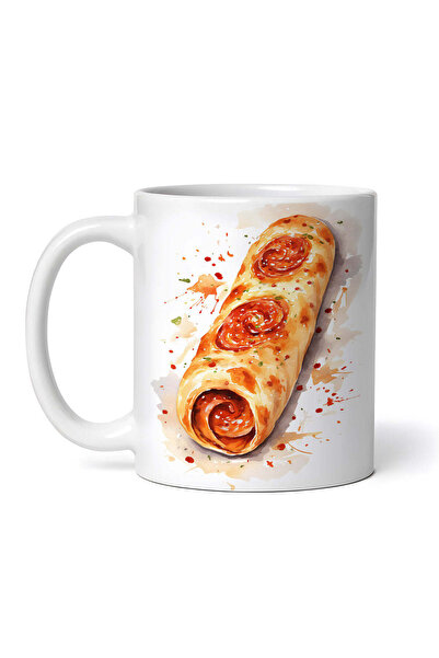 OEM Cană albă personalizată, chiflă cu sos de roșii, Inovatix®. 330 ml