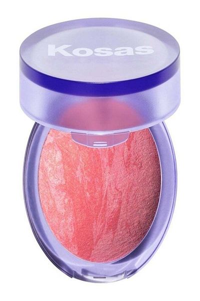 KOSAS Blush is Life Baked Talc-Free Dimensional + Brightening Blush, Hype - Warm Poppy Pink 4.5g