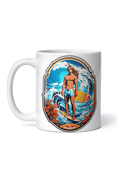 OEM Cană albă personalizată, Surfing sportiv pe val, INOVATIX®. 330ml