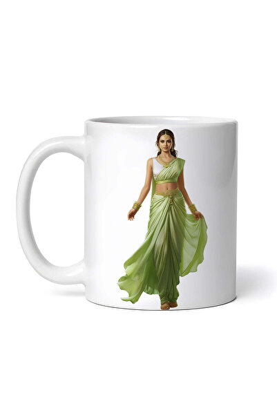 OEM Cană albă personalizată, rochie sari indiană verde, Inovatix®. 330 ml