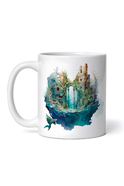 OEM Cană albă personalizată, Ruine în ocean, INOVATIX®. 330ml