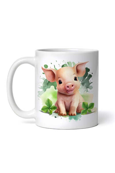 OEM Cană albă personalizată, Porcușorul Veselie, INOVATIX®. 330 ml