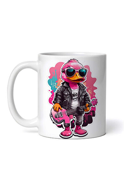 OEM Εξατομικευμένη λευκή κούπα, Guitarist Duck, INOVATIX®. 330ml