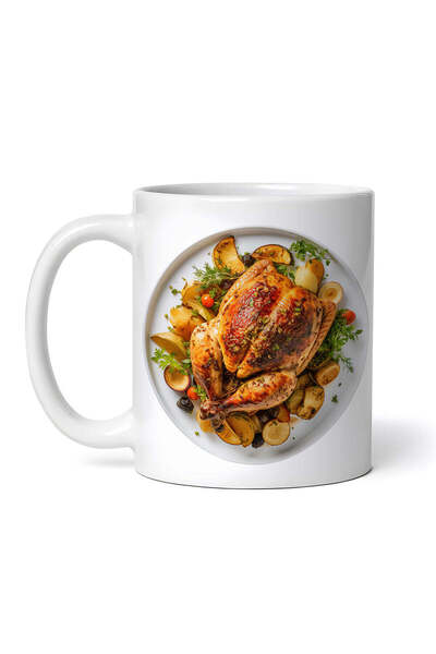 OEM Cană albă personalizată, Pui la cuptor cu cartofi, INOVATIX®. 330ml