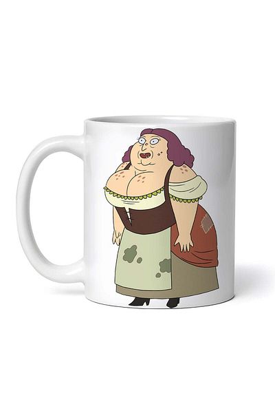 OEM Personalized white mug, Rick and Morty Big Boobed Waitress, INOVATIX®. 330 ml