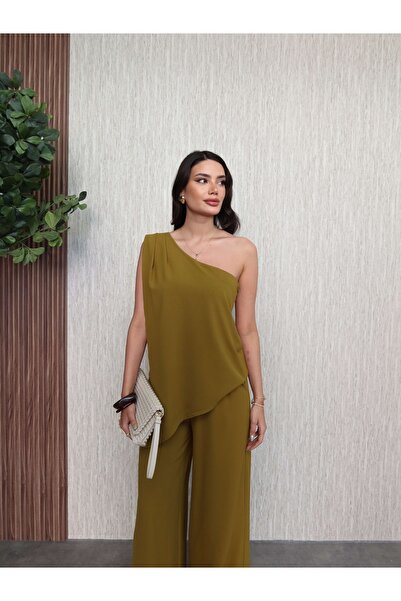 ESRAHELVACI Single Sleeve Asymmetrical Pants Set