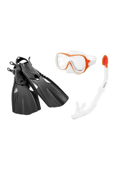 Intex Wave Rider Snorkel Mask & Flippers Adults Diving Snorkelling Set Assorted Color May Vary 358grams