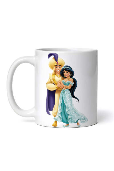 OEM Cană albă personalizată, Prințesa Jasmine și Aladdin, INOVATIX®. 330ml