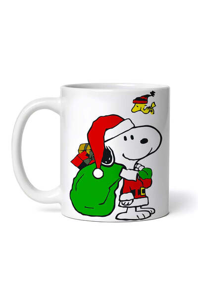 OEM Cană albă personalizată, Snoopy Moș Crăciun cu sac de jucării, Inovatix®....