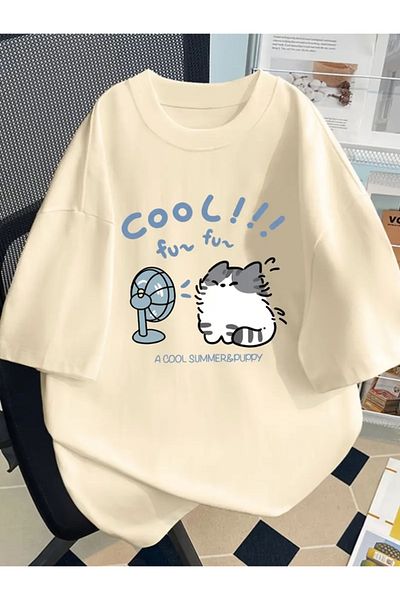 Touz Moda Μπλουζάκι Cool Cat Printed Unisex Oversize