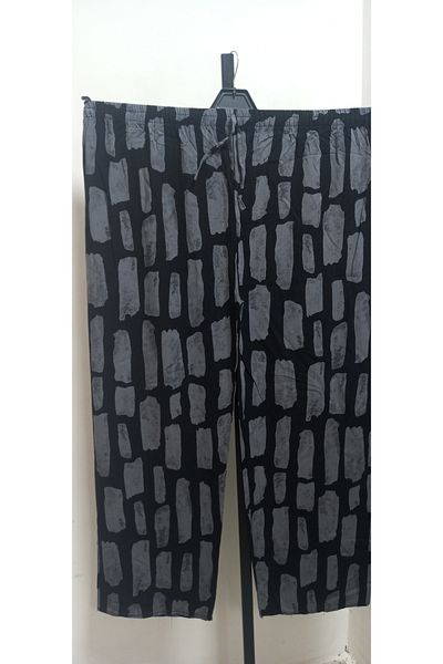 AKŞEN GİYİM Plus Size Cotton Woven Viscosa Fabric Full Summer High Elastic Waist Loose Leg Pants