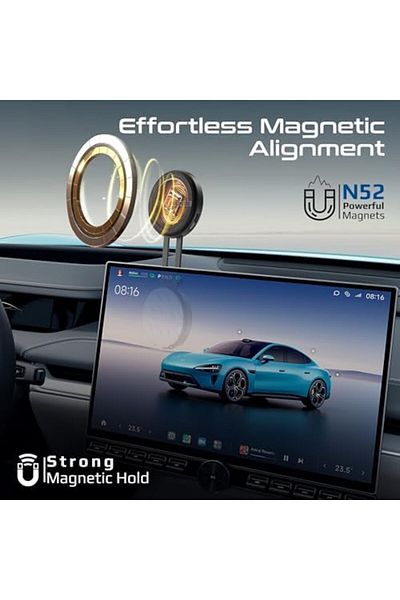 Promate Qi2 Certified Magnetic Wireless Car Charger Mount With 15w Magsafe Compatible Fast Charging,