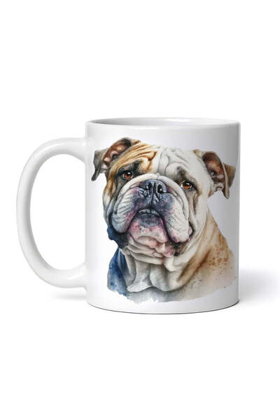 OEM Εξατομικευμένη λευκή κούπα, πορτρέτο μπουλντόγκ, INOVATIX®. 330ml