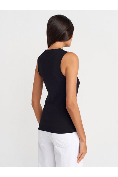 Dilvin 21080 V-Neck Sleeveless Ball-Black