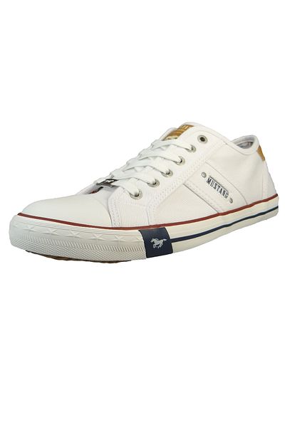 Mustang Herren Low Sneaker Low Top 4058310 Weiß 1 Weiss Leinen