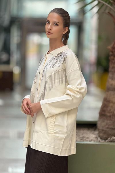Ghisa Jewelled Chain Tasseled Knitwear Cardigan