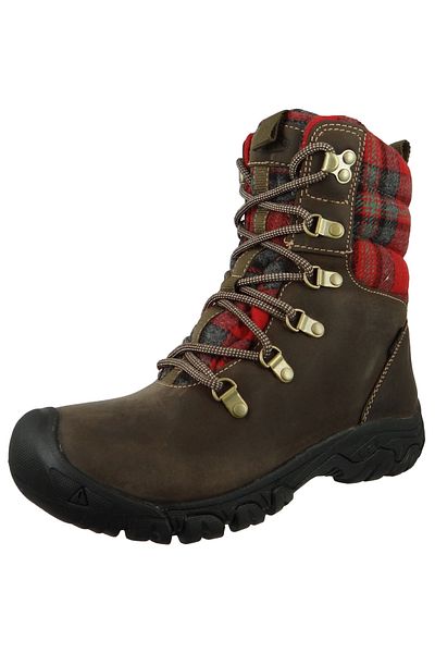 Keen Damen Winterstiefel Wanderschuhe Winterschuhe Greta Boot Wp 1026597 Braun Dark Brown/red Plaid Led