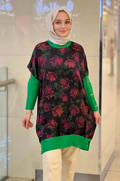 Ghisa Knitwear Sleeve Button Detailed Silk Cupra Tunic