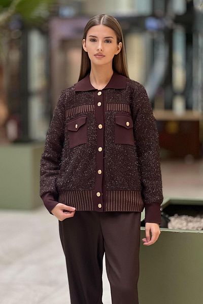 Ghisa Glitter String Tricot Cardigan with Pocket Detail