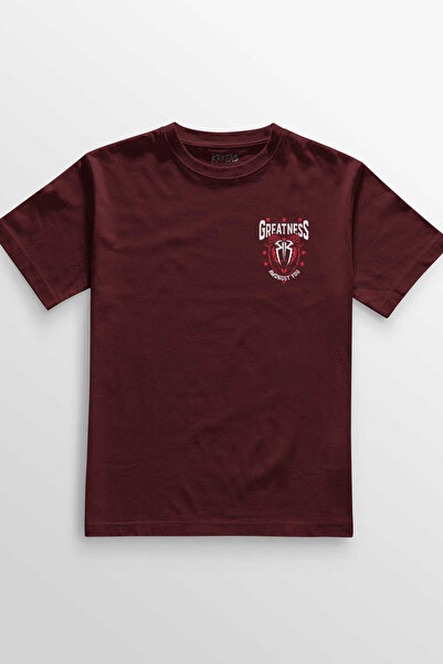Kretas Бордо Тішорт Greatness Roman Reigns Gym Spor Fitness Minimal Ön Unisex...