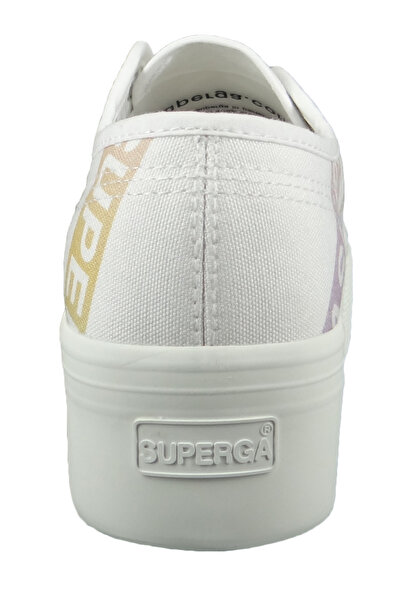 Superga Damen Low Sneaker Lettering Tape Jellysole Low Top S41161w Weiß A0z White Violet Green Textil