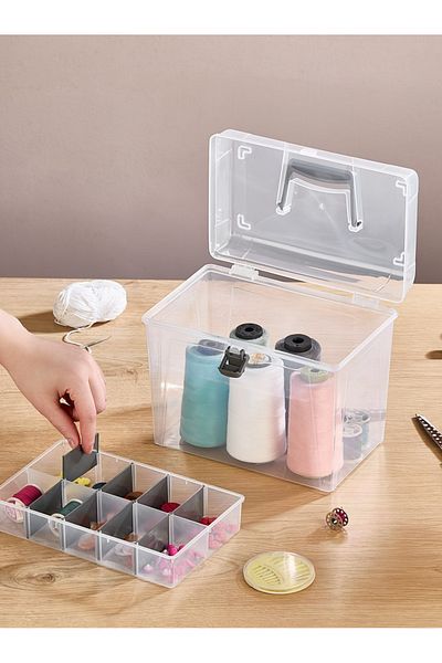 Mapple Home Maxiclear Portable Compartment Transparent Organizer Box Multi-Compartment Multi-Purpose Organizer Box 4.0 Lt