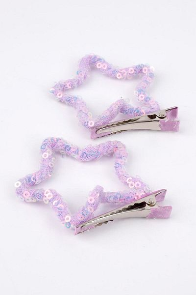 Le Mabelle Lilac Sequined Star Double Girls' Clip Buckle