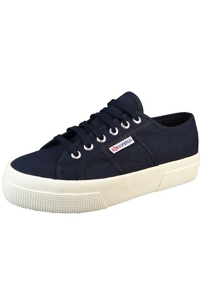 Superga Damen Low Sneaker 2740-platform Low Top S21384w Blau Ao8 Navy- F Avorio Leinen