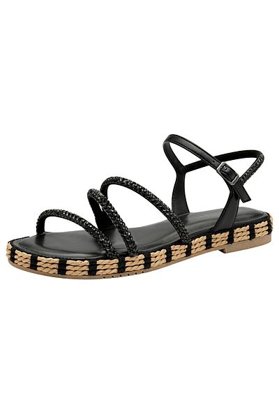 Tamaris Damen Sandalen 1-28114-44 Schwarz 001 Black Textil/synthetik Anti-slide Absatz