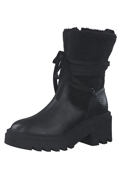 Tamaris Damen Elegante Stiefel 1-26242-41 Schwarz 098 Black Comb Leder Und Textil Mit Touch-it