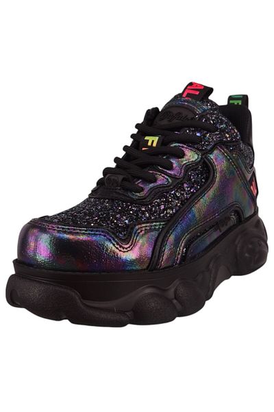 Buffalo Damen Low Sneaker Cld Chai Mid 1636308 Schwarz Black Purple Kunstleder
