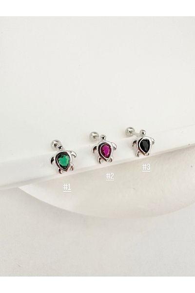 My Bellas Jewels Surgical Steel Turtle Piercing Earrings, Helix, Tragus, Flat, Lobe Match (1 Piece)
