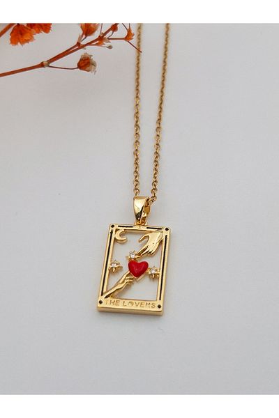 Siya Silver Lovers Tarot Blackened Steel Necklace - Love Necklace