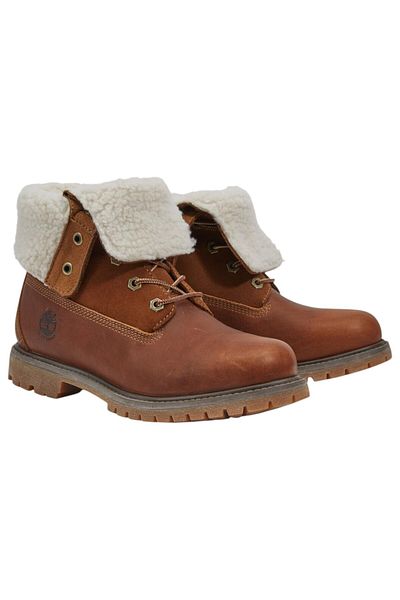 Timberland 8328r Authentic Teddy Fleece Waterproof Fold-down Damen Winterstiefel Dark Brown Full-grain Braun