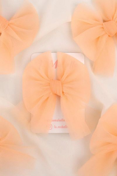 Le Mabelle Salmon Tulle Bow Girl's Clip Buckle