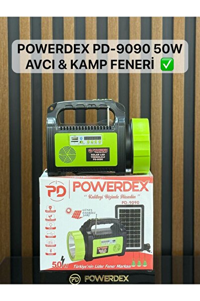 powerdex Pd-9090 50W Güneş Enerjili Şarj Radyolu Avcı Kamp Feneri