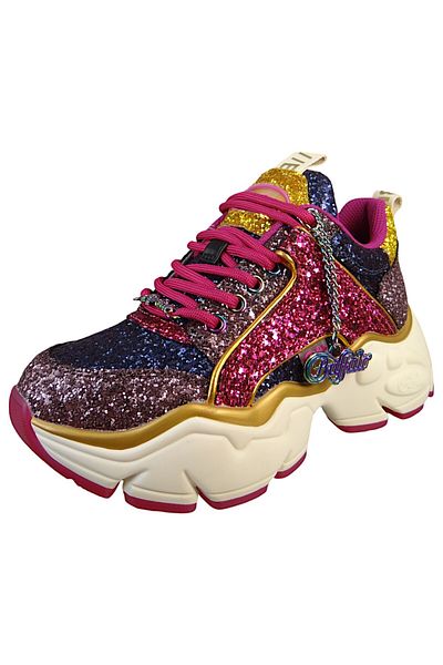 Buffalo Damen Mid Sneaker Binary Glam Low Top 1636283 Mehrfarbig Grey/magenta/yellow Kunstleder Mit Herausn