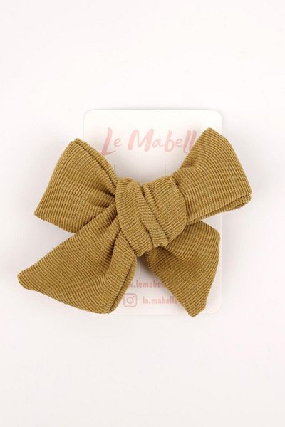 Le Mabelle Mustard Knot Bow Velvet Girl's Clip Buckle