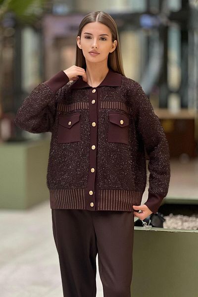 Ghisa Glitter String Tricot Cardigan with Pocket Detail