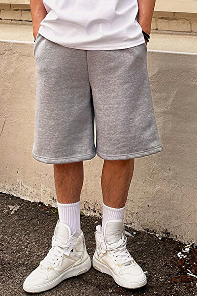 COOL TARZ Men's Gray Summer Solid Color Basic Casual Loose Shorts