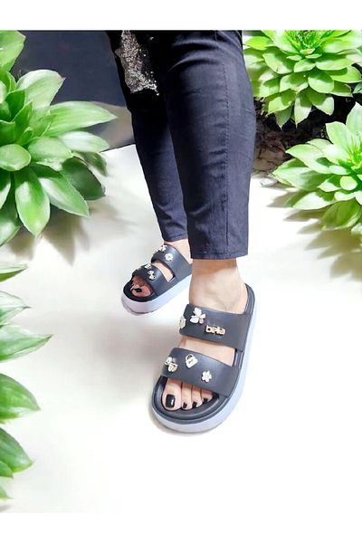 AkınalBella Eva Double Tape Sticker Detailed Pool, Sea, Beach Slippers
