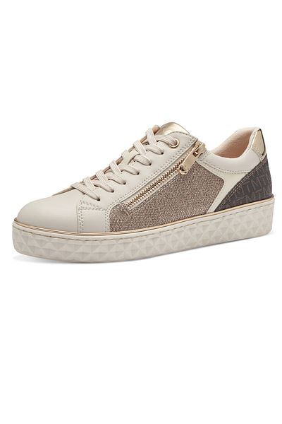 Marco Tozzi Damen Low Sneaker Low Top 2-23709-41 Weiß 40m Cream Comb Textil/synthetik Mit Mt Rem Sock