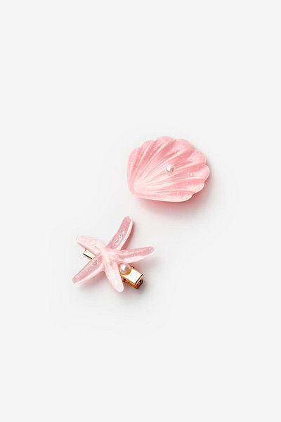Le Mabelle Pink Seashell Star Girl's Double Buckle Set