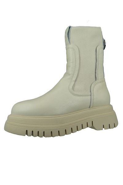 Buffalo Damen Sportliche Stiefelette Shade Sock Chelsea 1170155 Creme Cream Leder Mit Perfect Fit Durch Mem