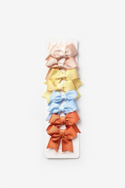 Le Mabelle Multicolored Autumn 8-Piece Ribbon Bow Clip Buckle Set