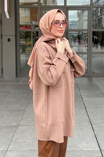 Ghisa 3639-23k Double Covered Pocketed Goal Buttoned Knitwear Cardigan
