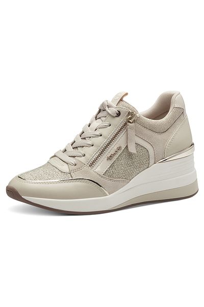 Tamaris Damen Low Sneaker Low Top 1-23703-41 Creme 497 Cream Comb Leder/synthetik Mit Removable Sock